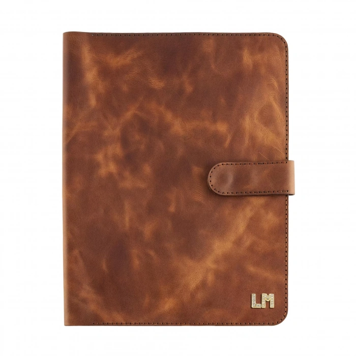 İsme Özel Çıtçıtlı Fonksiyonlu iPad Organizer - %100 Rainbow Deri - ET01002 - Kahverengi