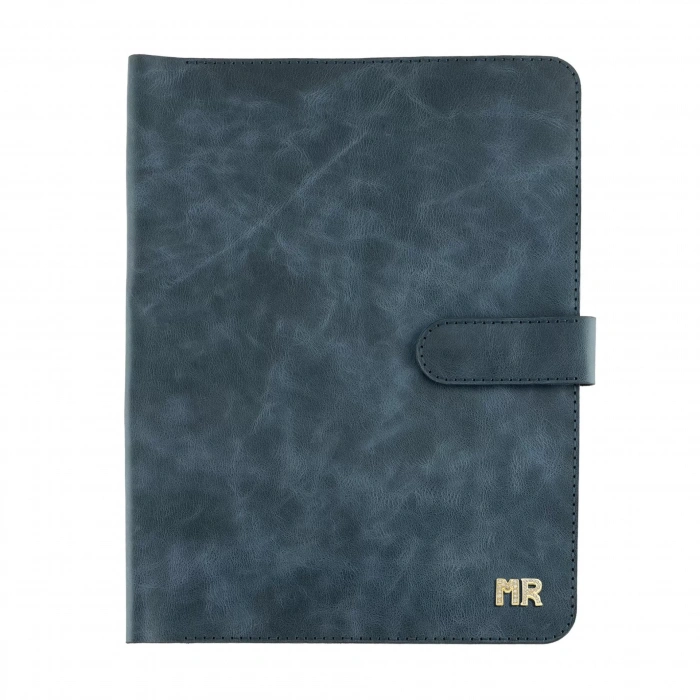 İsme Özel Çıtçıtlı Fonksiyonlu iPad Organizer - %100 Rainbow Deri - ET01002 - Lacivert