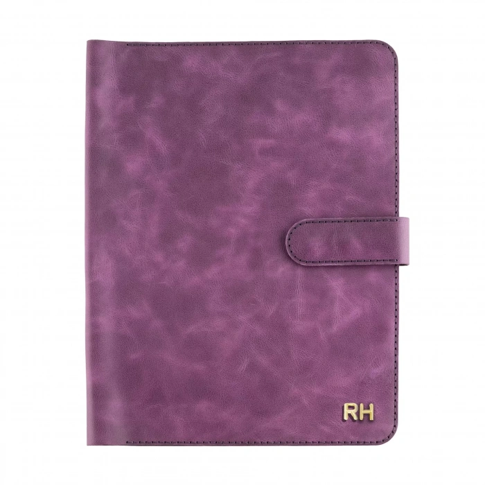 İsme Özel Çıtçıtlı Fonksiyonlu iPad Organizer - %100 Rainbow Deri - ET01002 - Mor