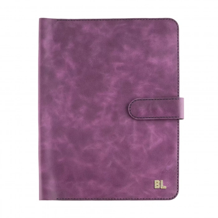 İsme Özel Çıtçıtlı Fonksiyonlu iPad Organizer - %100 Rainbow Deri - ET01002 - Mor