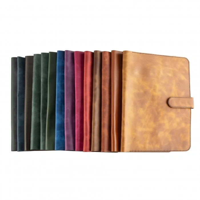 İsme Özel Çıtçıtlı Fonksiyonlu iPad Organizer - %100 Rainbow Deri - ET01002 - Saks Mavisi