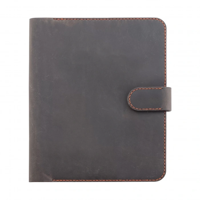 İsme Özel Çıtçıtlı Fonksiyonlu iPad Organizer - 10,9 (İnç) - %100 Crazy Deri - ET01004 - Kahverengi