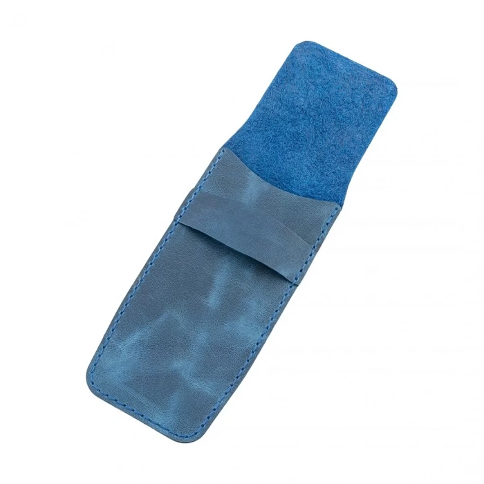 İsme Özel Çok Amaçlı Aksesuar Kılıfı - %100 Rainbow Deri - AK01002 - Saks Mavisi