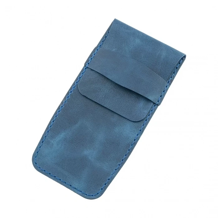 İsme Özel Çok Amaçlı Aksesuar Kılıfı - %100 Rainbow Deri - AK01002 - Saks Mavisi