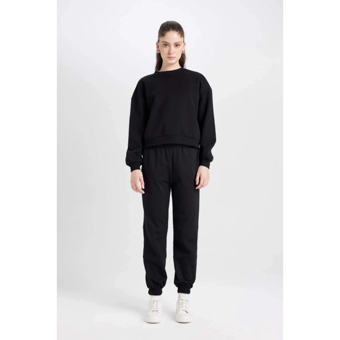 Jogger Eşofman Altı Beli Paçası Lastikli Cepli Uzun Boy Basic Düz D6646AX24WN