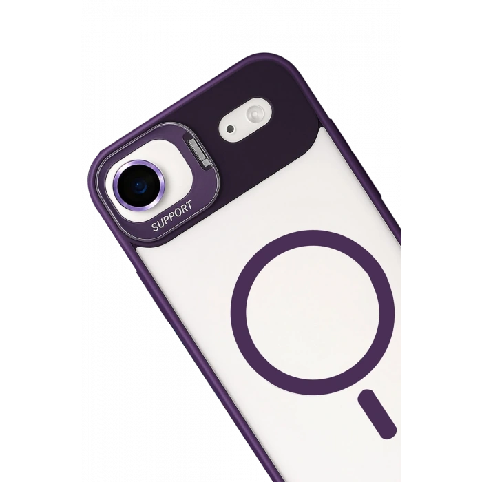 Joko Apple iPhone 17 Air Remim Lensli Magsafe Standlı Kapak - Derin Mor