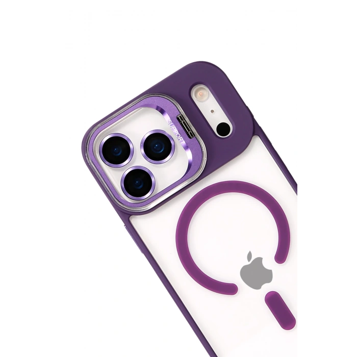 Joko Apple iPhone 17 Pro Remim Lensli Magsafe Standlı Kapak - Derin Mor