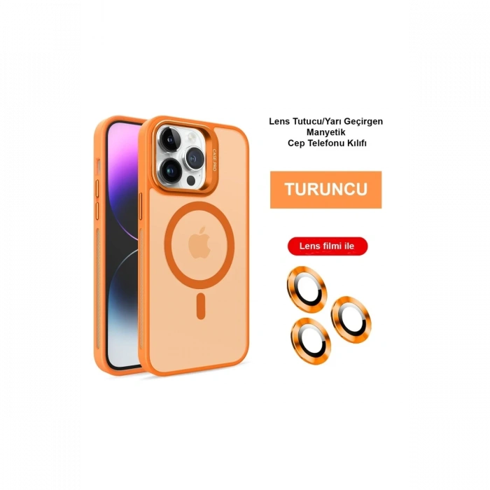 Joko iPhone 14 Pro Max Kılıf Flet Lens Magsafe Kapak - Turuncu