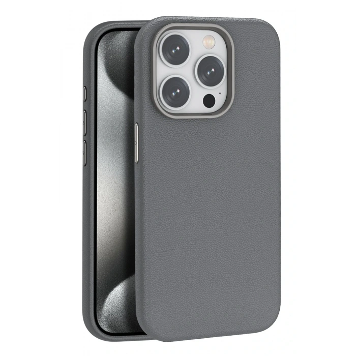 Joko iPhone 14 Pro Max Kılıf Wonder Deri Magsafe Kapak - Titan Gri