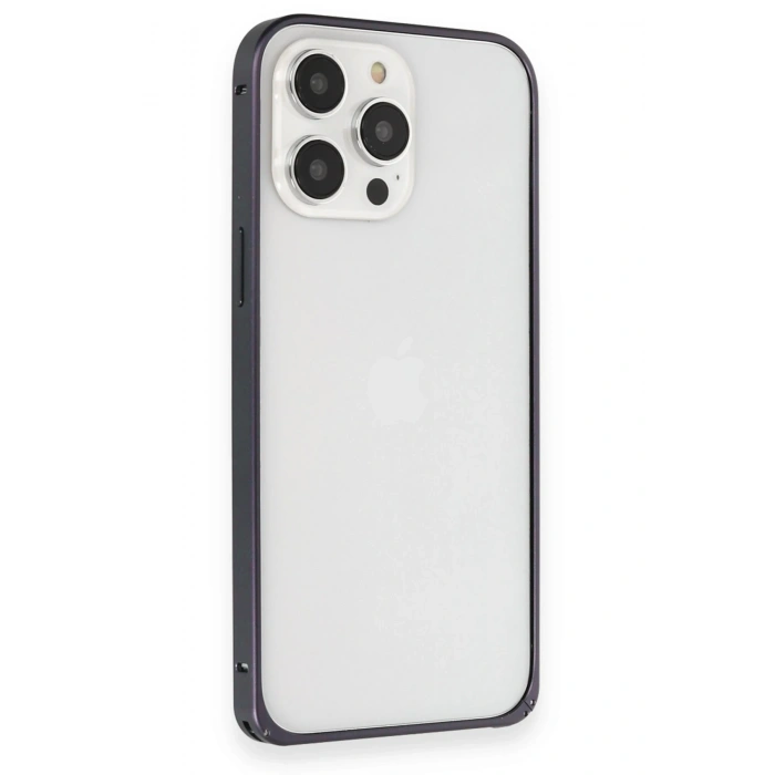 Joko iPhone 15 Pro Max Kılıf Metal Bumper Magneticsafe Kapak - Lacivert