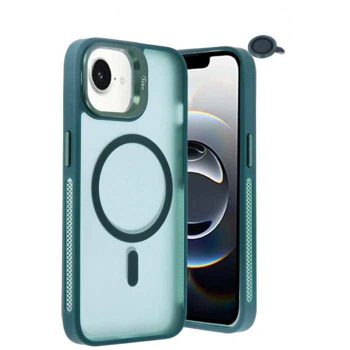 Joko iPhone 16E Flet Lens Magsafe Kapak - Koyu Yeşil