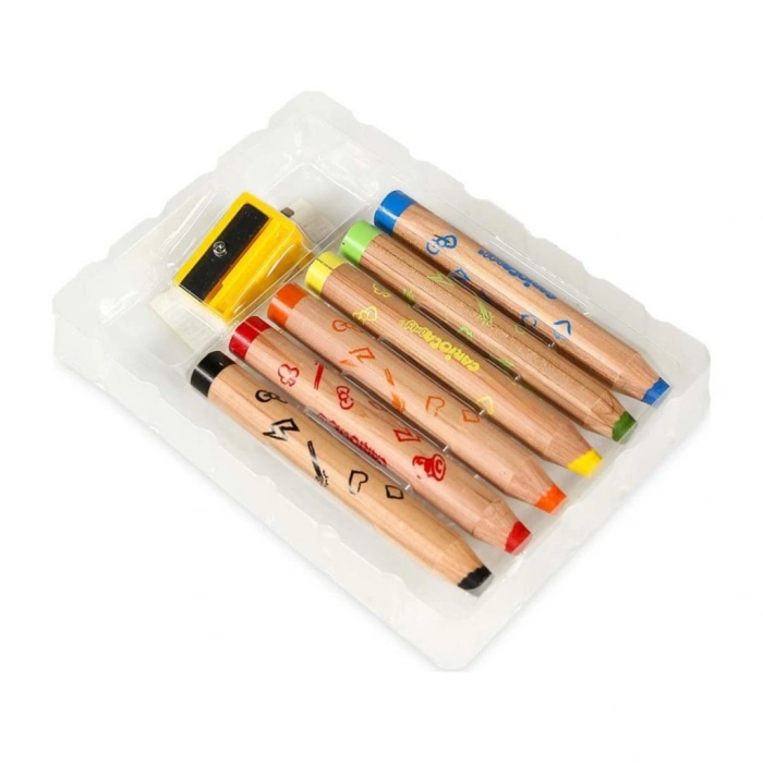 Jumbo Bebek Ahşap Gövdeli Boya Kalemi 6lı