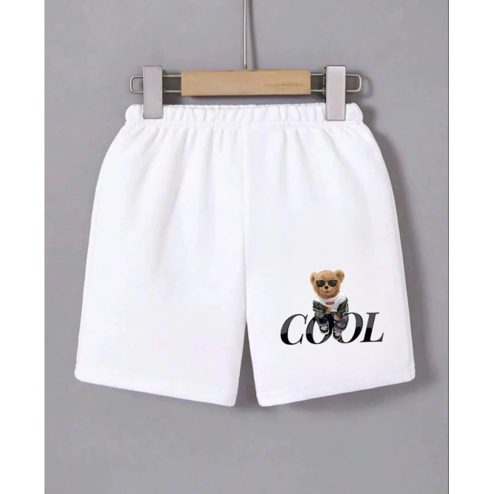 KADIN BELİ LASTİKLİ BASKILI MİNİ ŞORT - BEYAZ