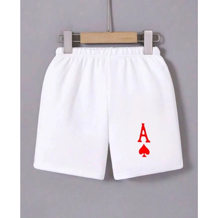 KADIN BELİ LASTİKLİ BASKILI MİNİ ŞORT - BEYAZ