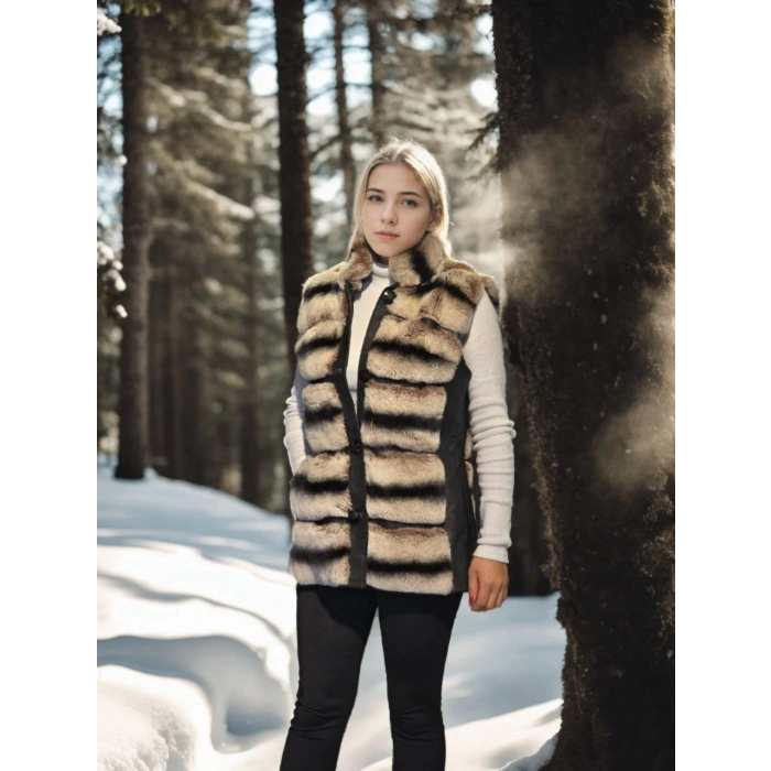 KADIN KOLSUZ HAKİKİ DERİ KÜRK - SİYAH