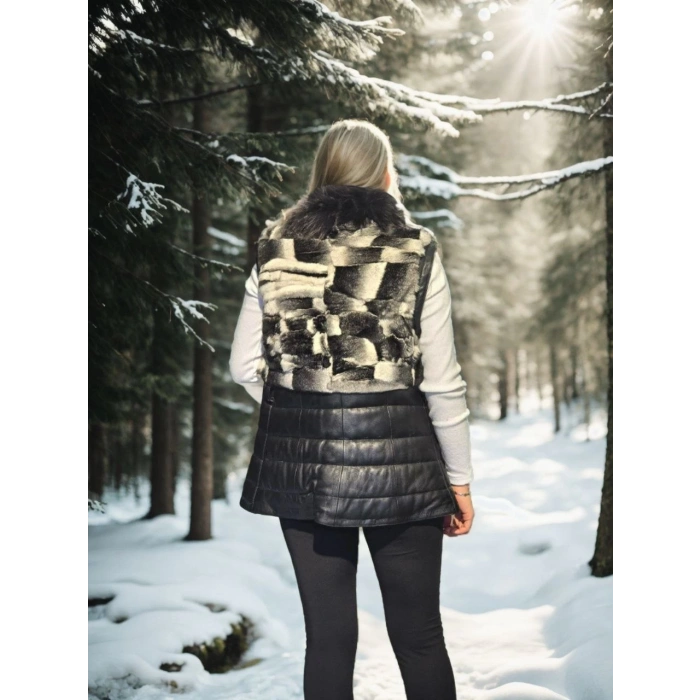 KADIN KOLSUZ HAKİKİ DERİ KÜRK - SİYAH