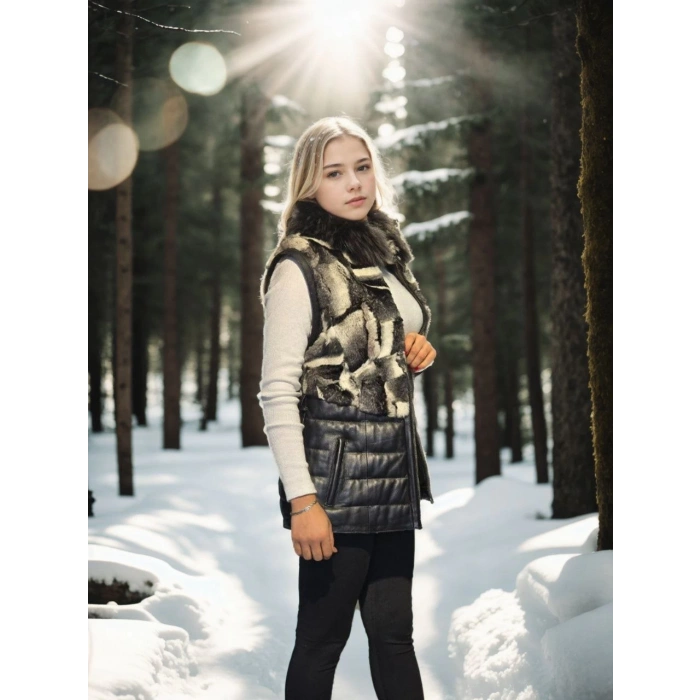 KADIN KOLSUZ HAKİKİ DERİ KÜRK - SİYAH