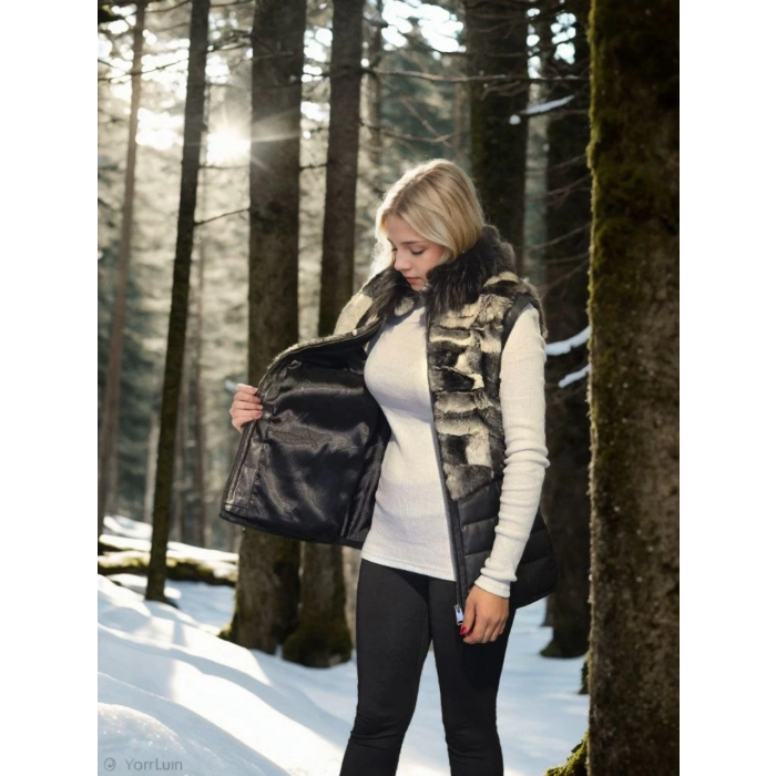 KADIN KOLSUZ HAKİKİ DERİ KÜRK - SİYAH