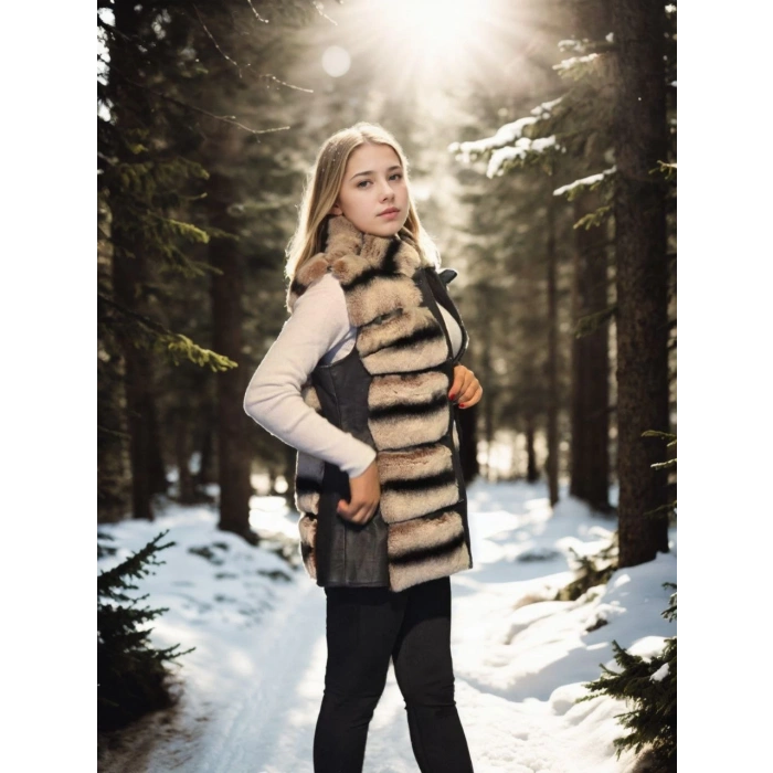 KADIN KOLSUZ HAKİKİ DERİ KÜRK - SİYAH