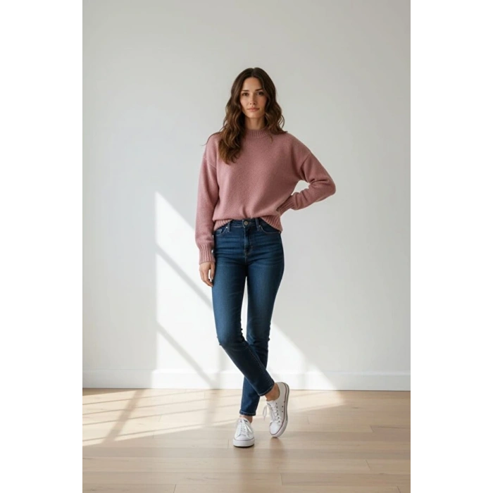 kadın salaş geniş kalıp oversize kışlık uzunkol kazak