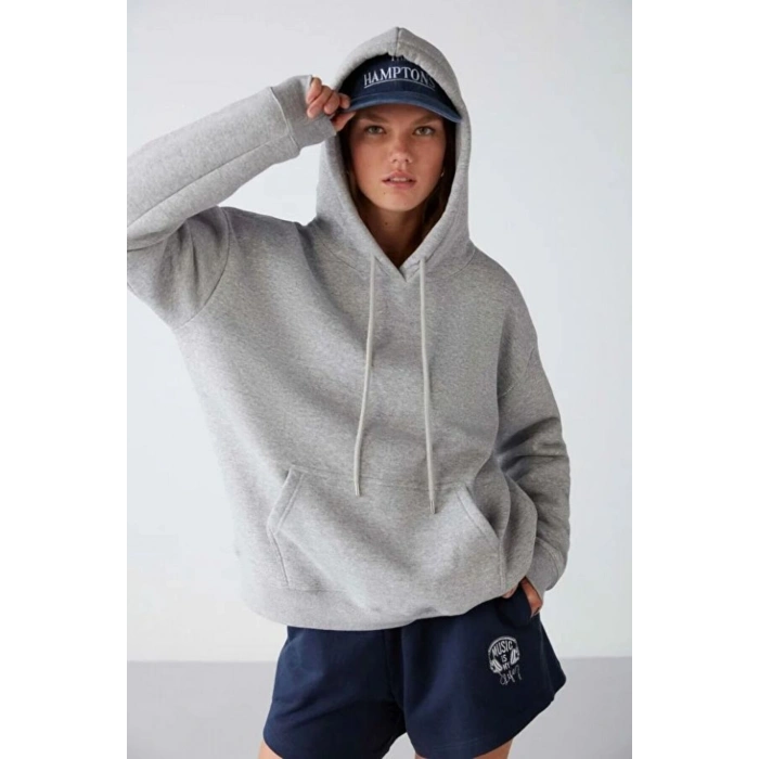 Kadın Spor Tarz Kapüşonlu Sweatshirt