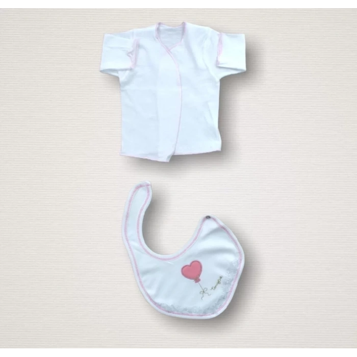 Kalpli Uçan Balon Nakışlı  10Lu Zıbın Takımı Hastane Çıkışı Ekru