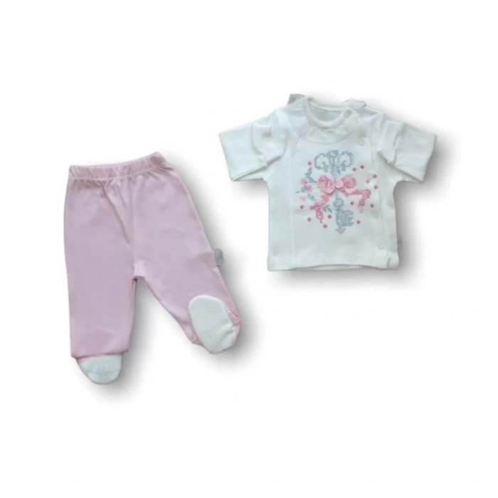 Kanaviçe Nakışlı  5Li Zıbın Takımı Hastane Çıkışı Pembe