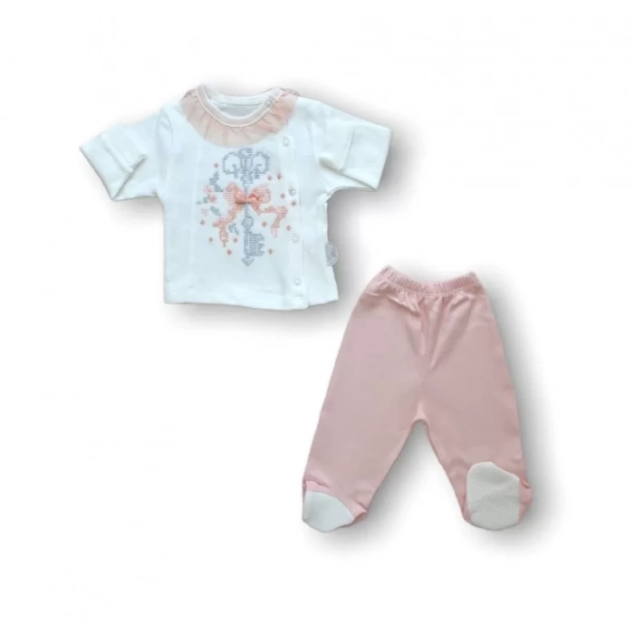 Kanaviçe Nakışlı  5Li Zıbın Takımı Hastane Çıkışı Pudra