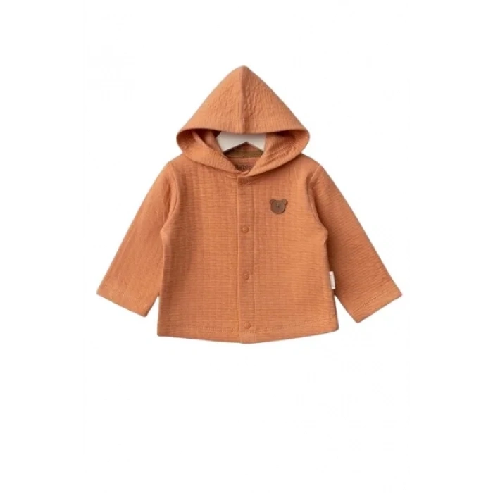 Kapüşonlu Bebek Hırka  Kiremit