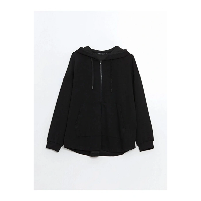 Kapüşonlu Oversize Kadın Fermuarlı Sweatshirt