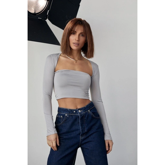 Kara Yaka Uzun Kollu Crop - Taş