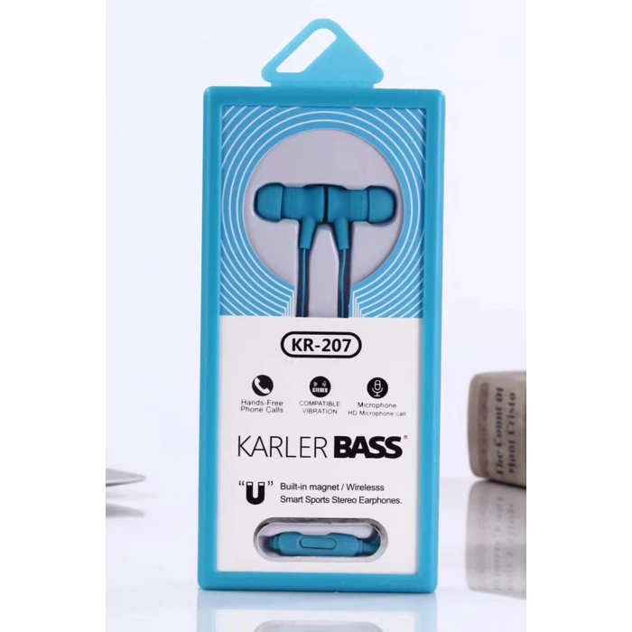 Karler Bass KR-207 Mıknatıslı Kablolu Kulaklık - Mavi