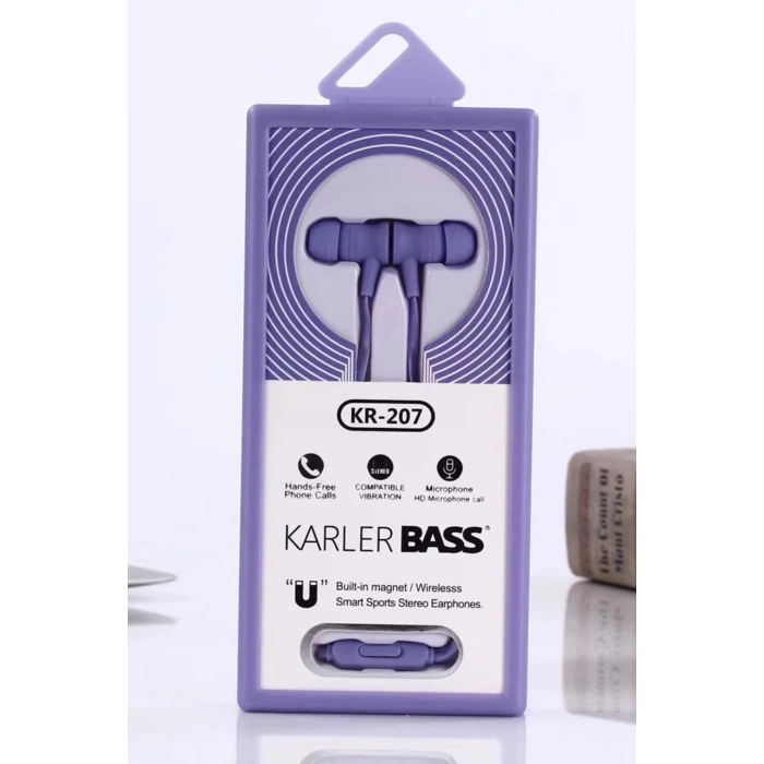 Karler Bass KR-207 Mıknatıslı Kablolu Kulaklık - Mor