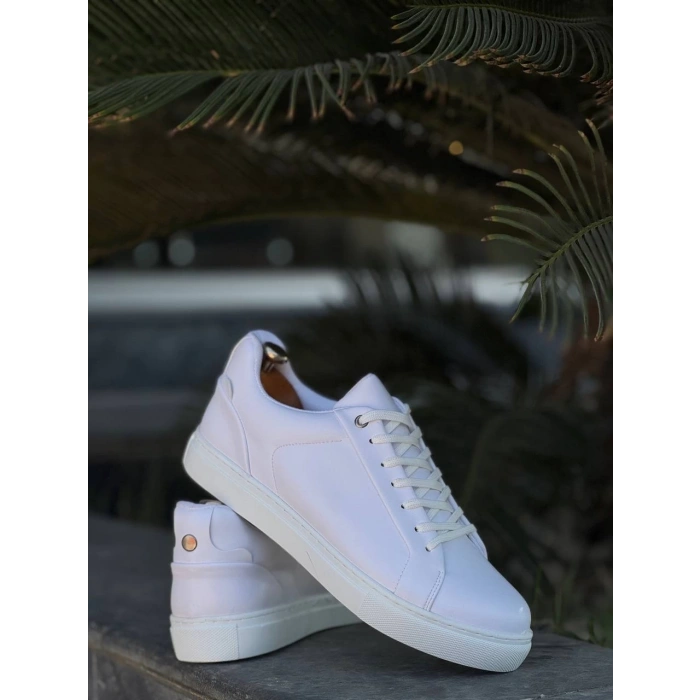 KB-BX1  Kuback Beyaz Cilt Yüksek Beyaz Taban Günlük Erkek Ayakkabı