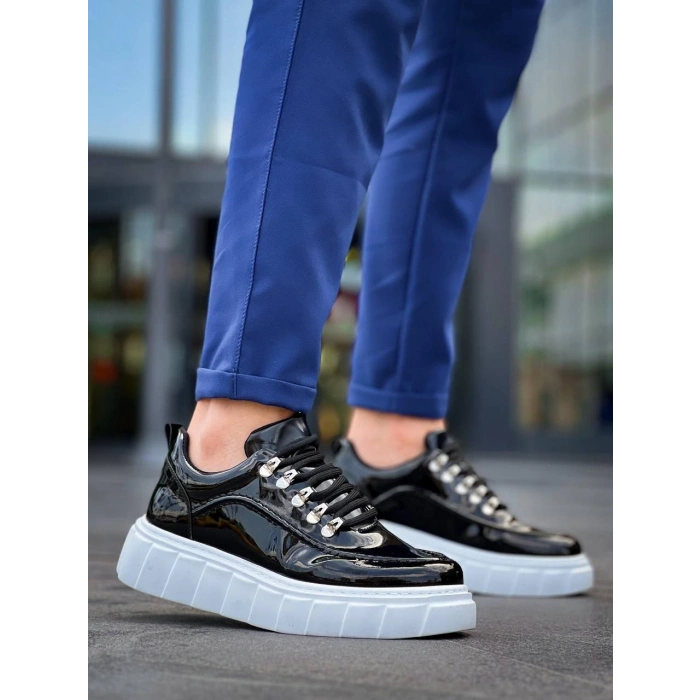 KB-X10 Kuback Siyah Rugan Beyaz Yüksek Taban Günlük Spor Ayakkabı