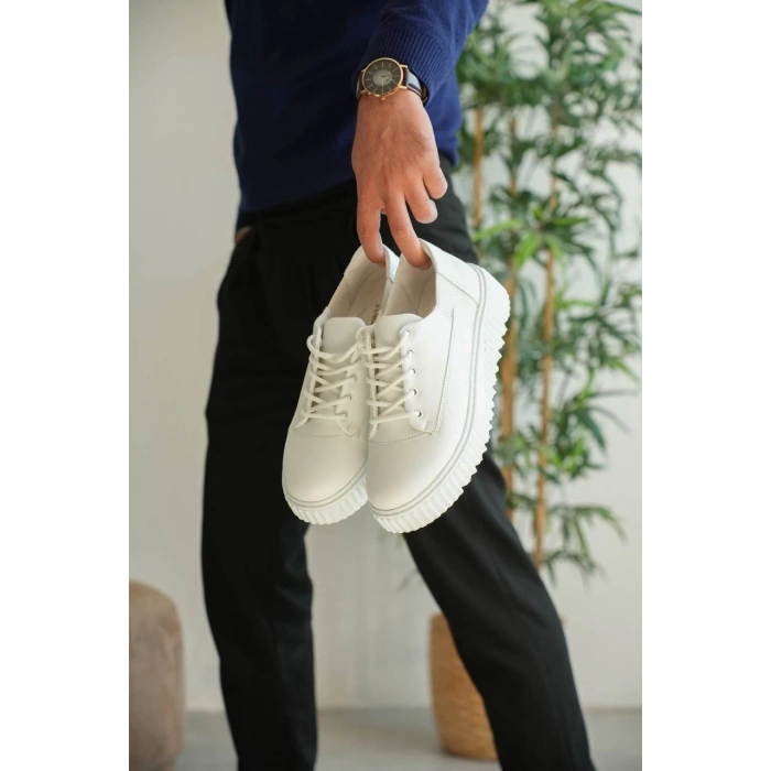 KB-X516 Kuback Beyaz Cilt Günlük Erkek Ayakkabı