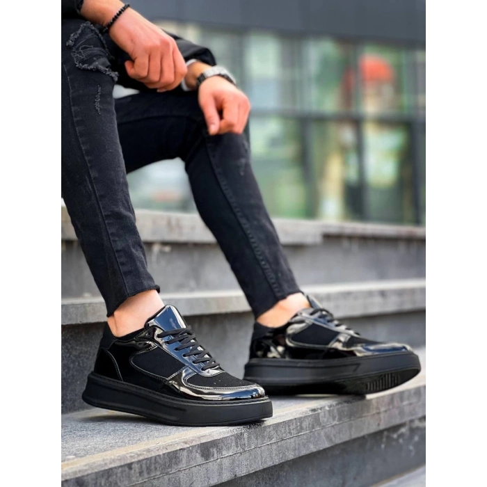 KB-X8 Kuback Siyah Rugan Yüksek Siyah Taban Günlük Spor Ayakkabı