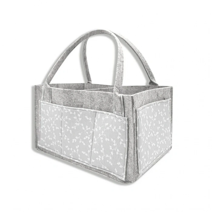  Keçe Anne Bebek Bakım Çantası 772 Gri Çiçek