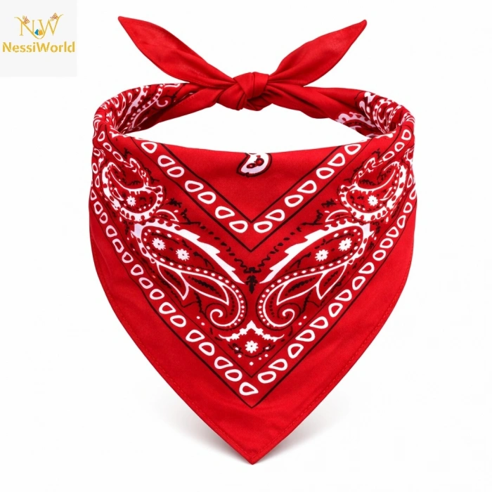 Kırmızı Kovboy Fuları Çocuk Bandana Western Desenli Boyun Fuları