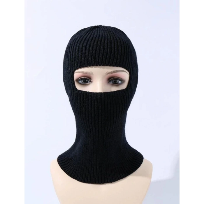 KIŞLIK KAR MASKE DOKUMA TRİKO BERE - SİYAH