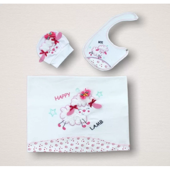 Kıvırcık Kuzu Nakışlı  10Lu Zıbın Takımı Hastane Çıkışı Ekru