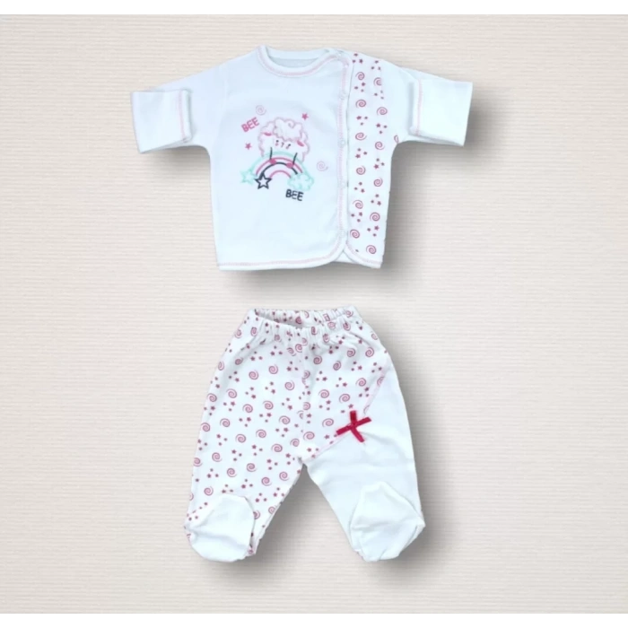 Kıvırcık Kuzu Nakışlı  10Lu Zıbın Takımı Hastane Çıkışı Ekru