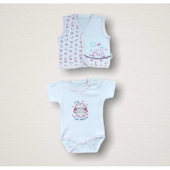 Kıvırcık Kuzu Nakışlı  10Lu Zıbın Takımı Hastane Çıkışı Ekru