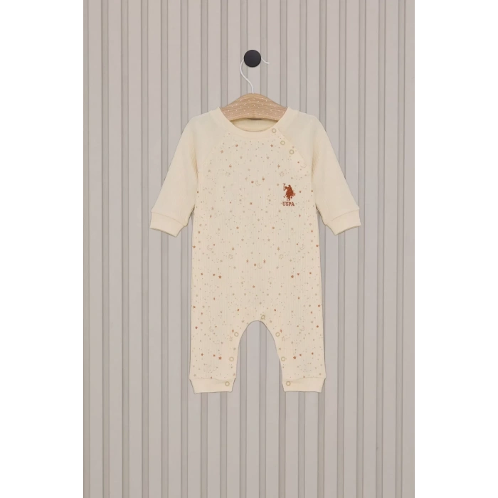 Kız Bebek Uzun Kol Patiksiz Tulum  Krem