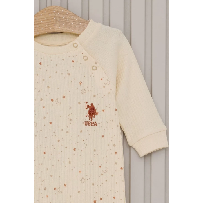 Kız Bebek Uzun Kol Patiksiz Tulum  Krem