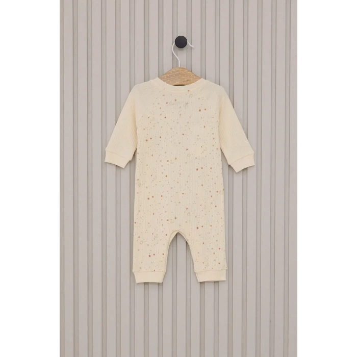 Kız Bebek Uzun Kol Patiksiz Tulum  Krem