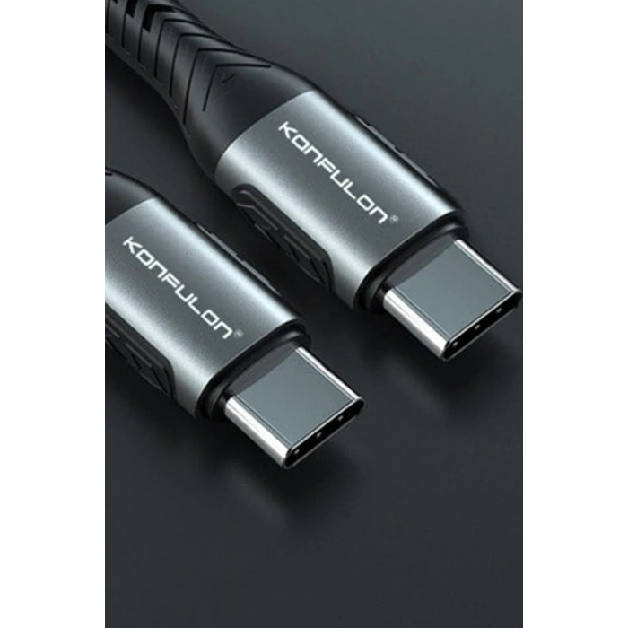 Konfulon DC43 Type-C to Type-C 1M Örgü 60W Hızlı Şarj Kablo - Yeşil