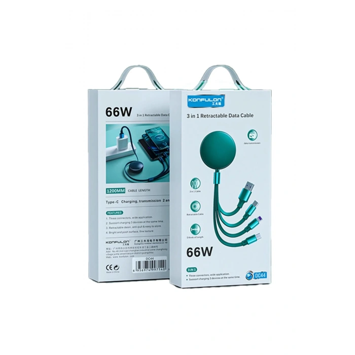 Konfulon DC44 3in1 66W Kablo - Yeşil