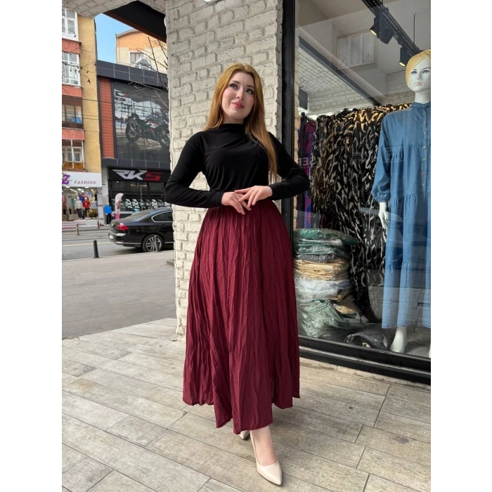 Kraş etek bordo