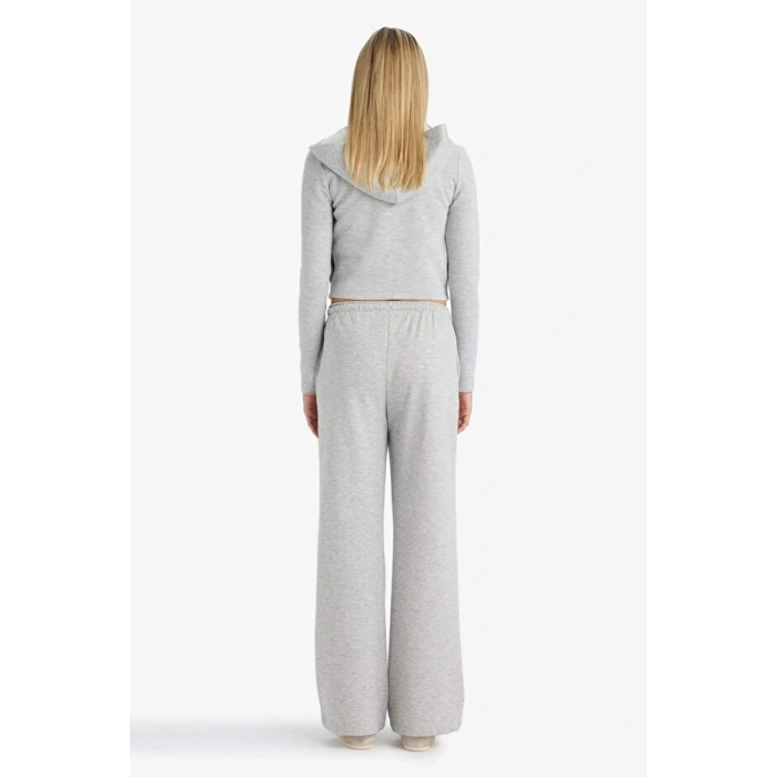 Okul Straight Fit Beli Lastikli Eşofman Altı Uzun Boy Bağcıklı Cepli Basic Düz